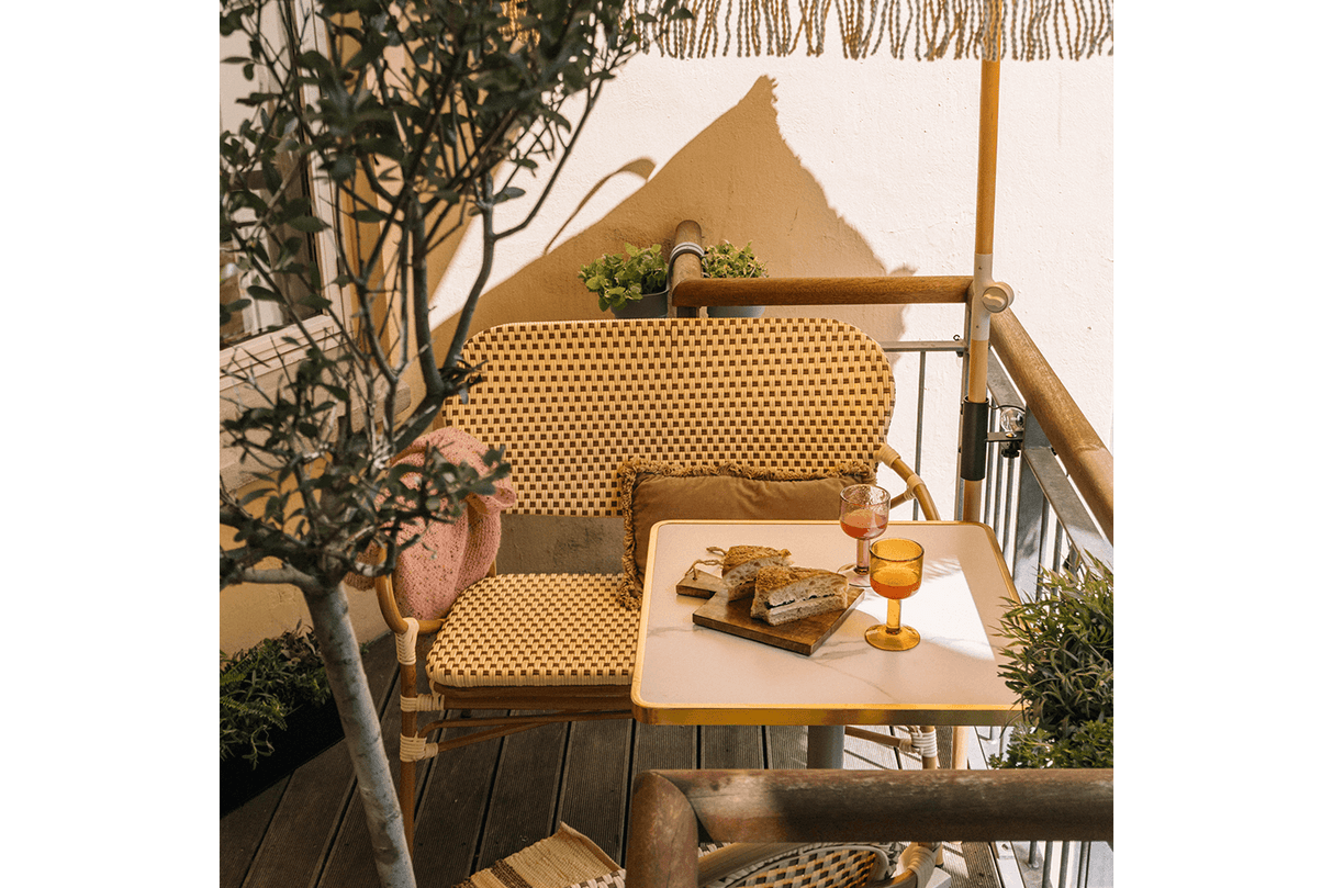 Babette café bench in French weave 108 cm