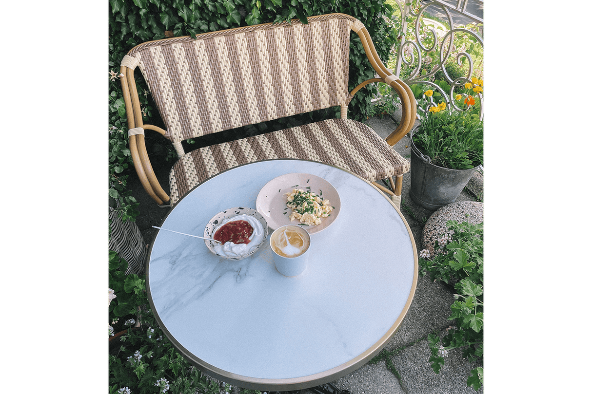 Claire café bench in French weave 108 cm