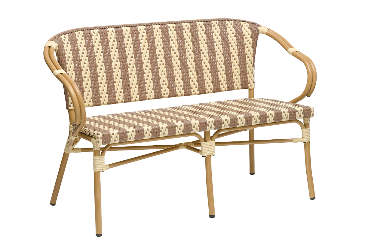 Claire café bench in French weave 130 cm
