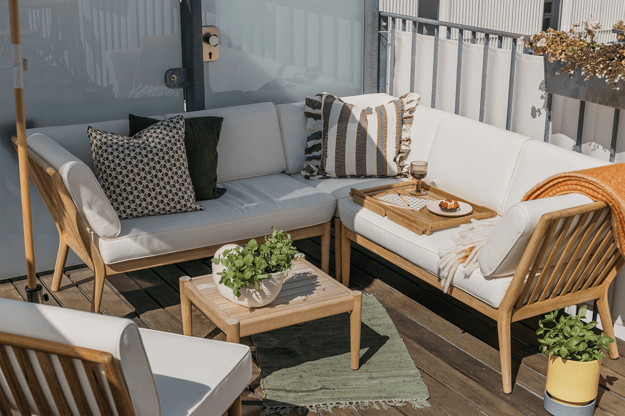 Sienna teak high back lounge sofa - right