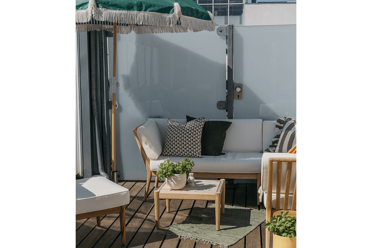 Sienna teak high back lounge sofa - left