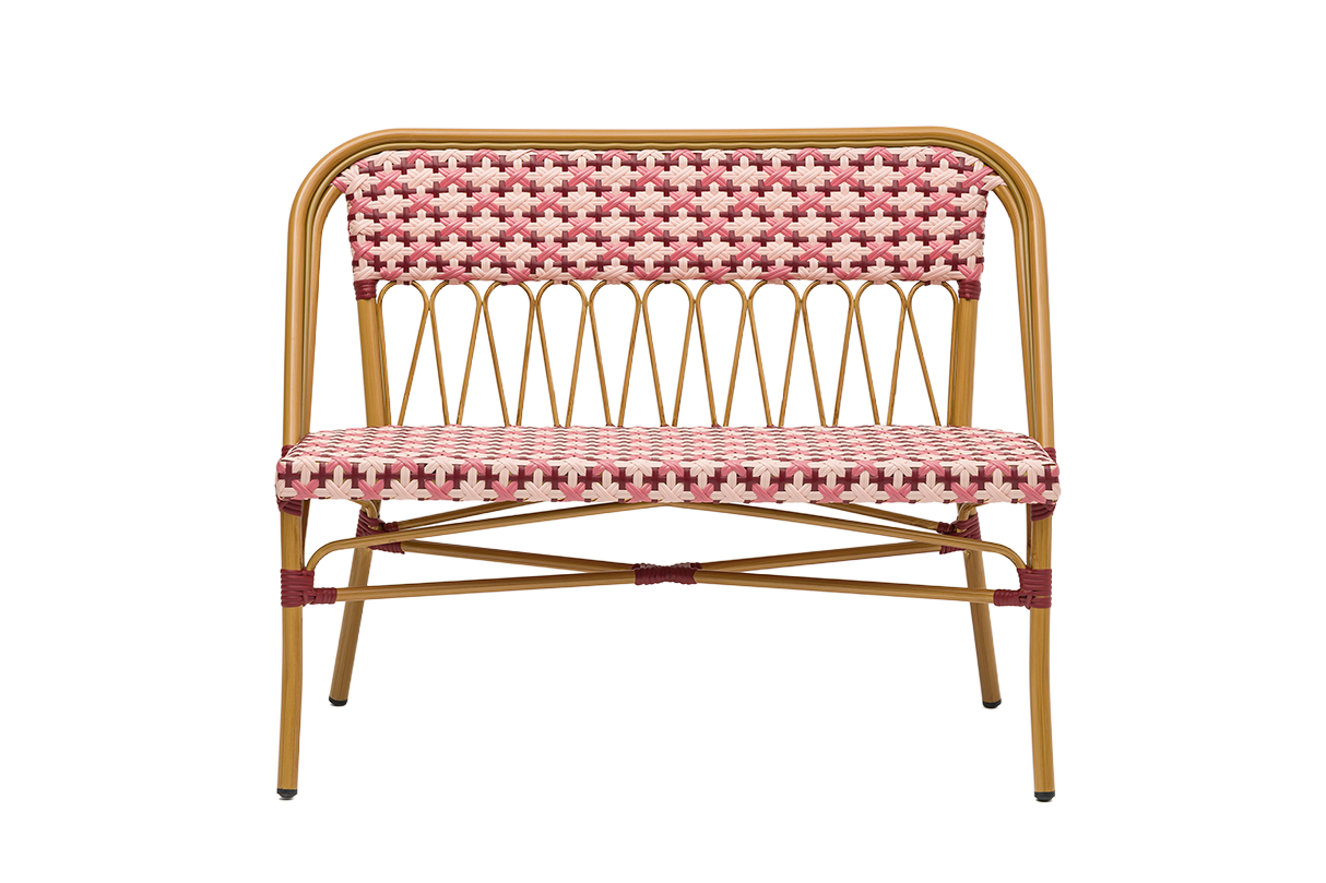 Soline café bench in french weave 107 cm