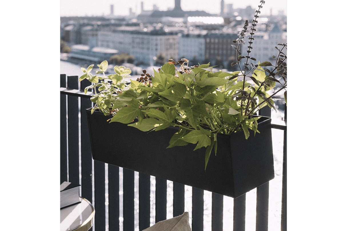 Liva black balcony flower box with self-watering system 60 / 80 / 100 cm