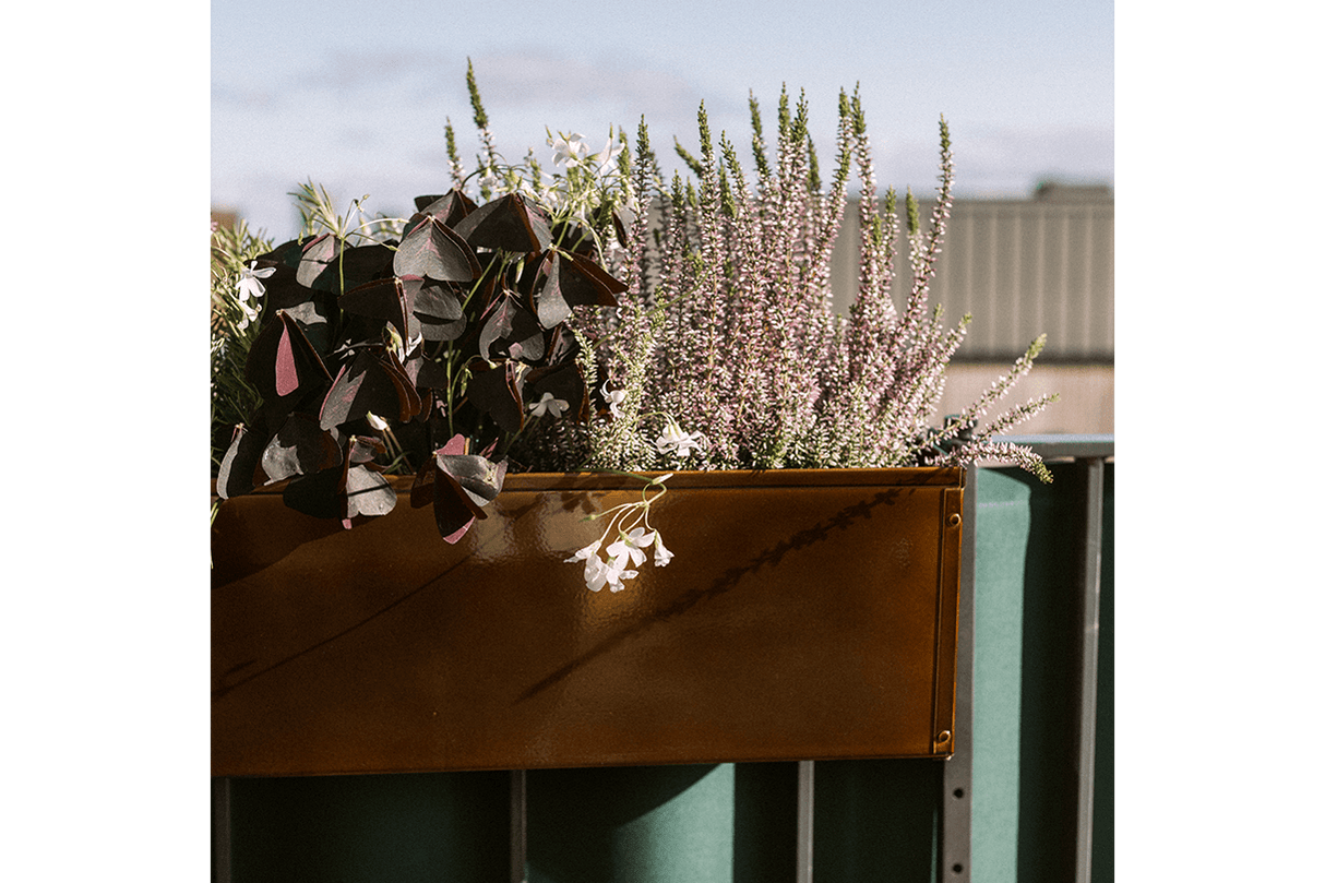 Liva copper balcony flower box with self-watering system 60 / 80 / 100 cm