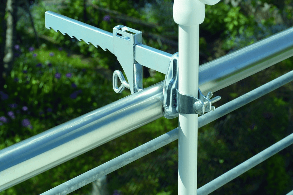 Balcony parasol holder in galvanized steel
