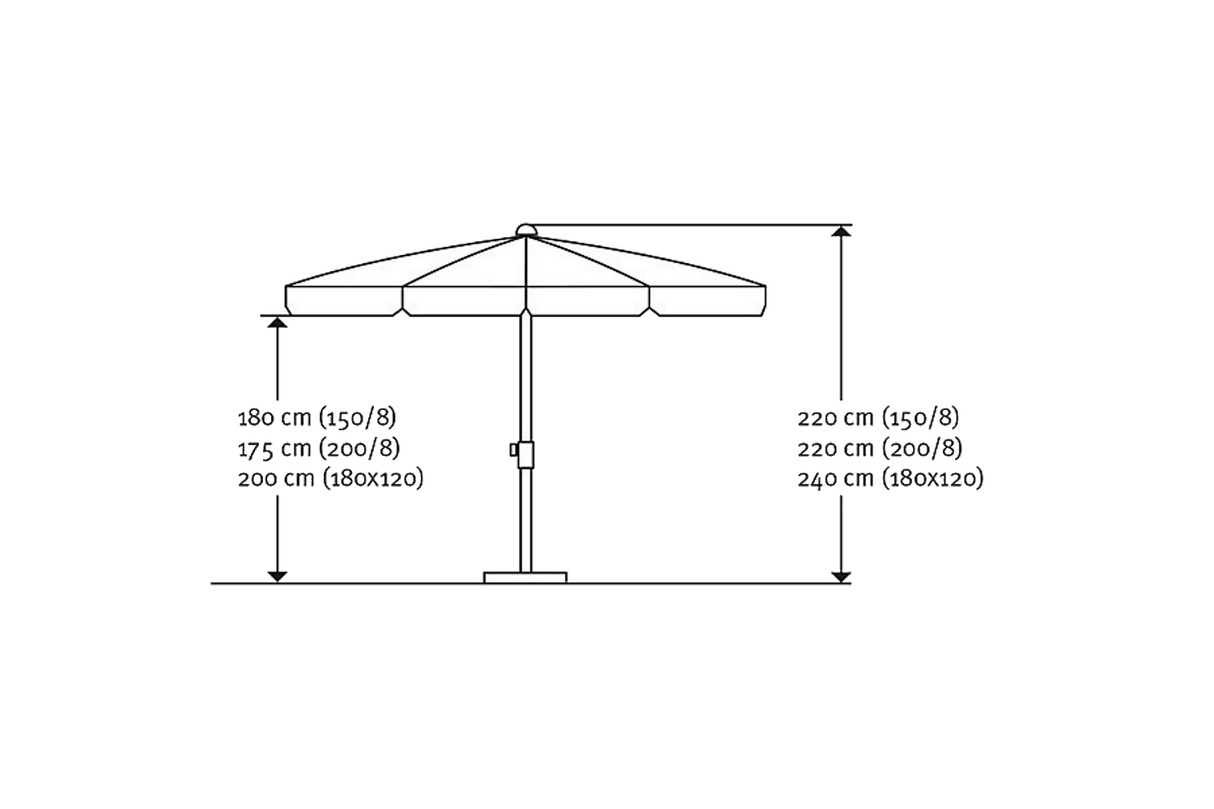 Locarno solid color parasol with tilt Ø150 cm