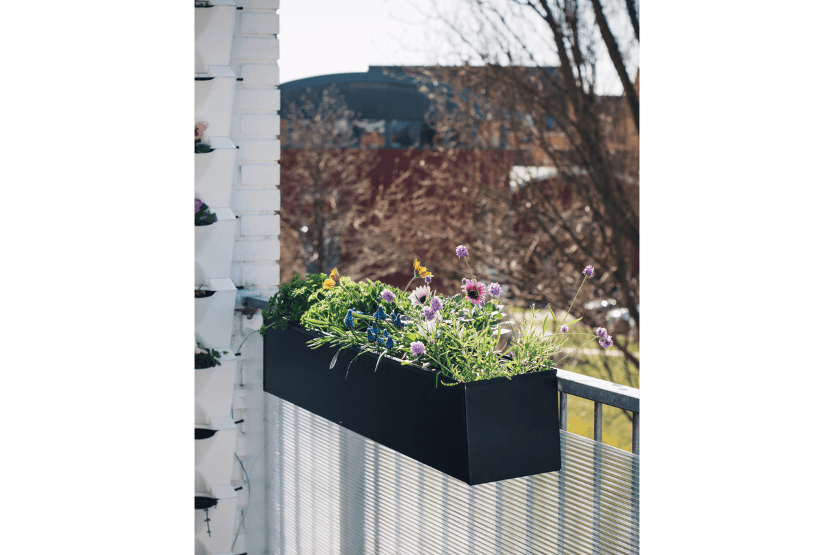 Sofie black balcony flower box 60 / 80 cm