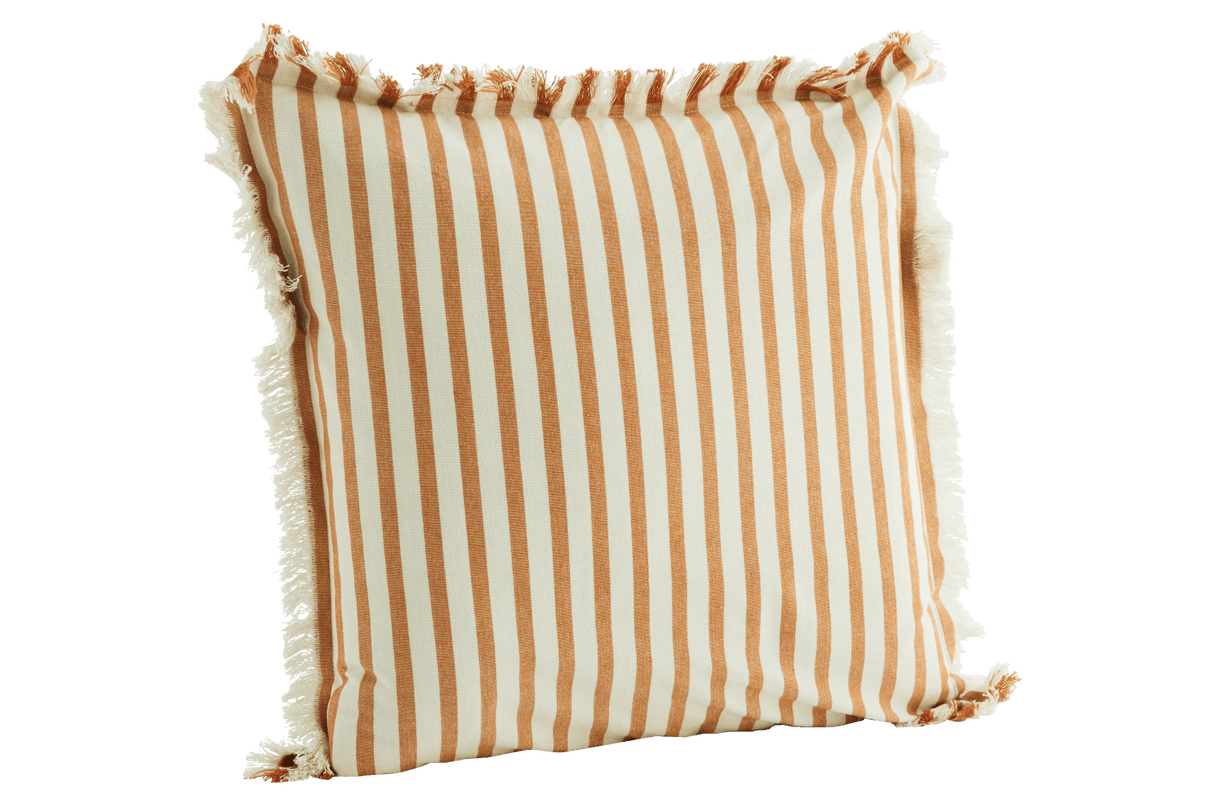 Striped pillowcase with frills honey 50 x 50 cm