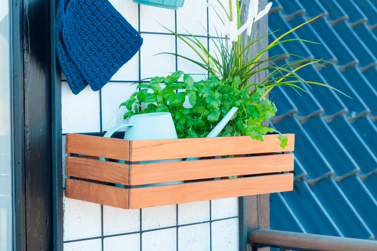 Mille teak plant box for wall grid 50 x 21 cm
