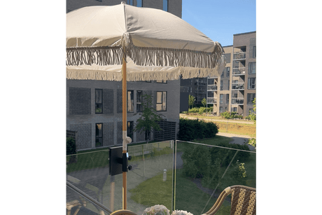 Bram parasol bracket for glass balcony