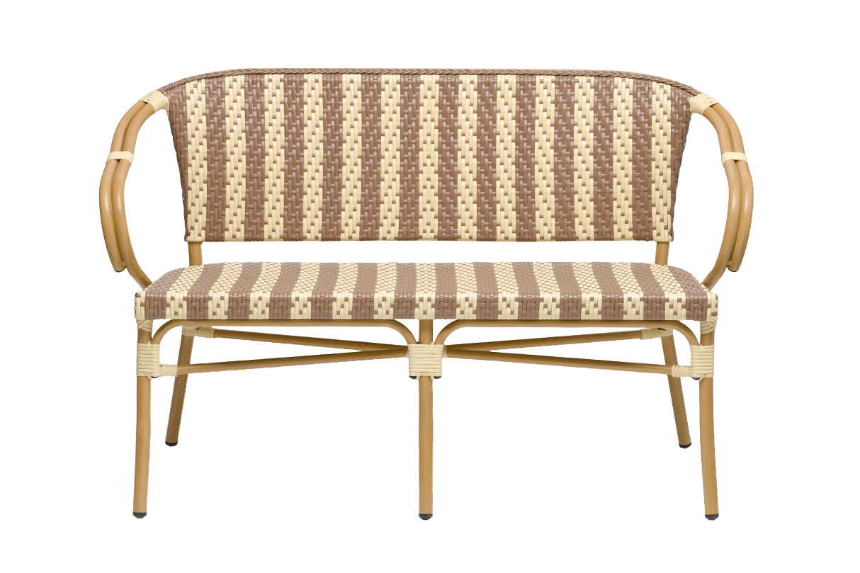 Claire café bench in French weave 130 cm