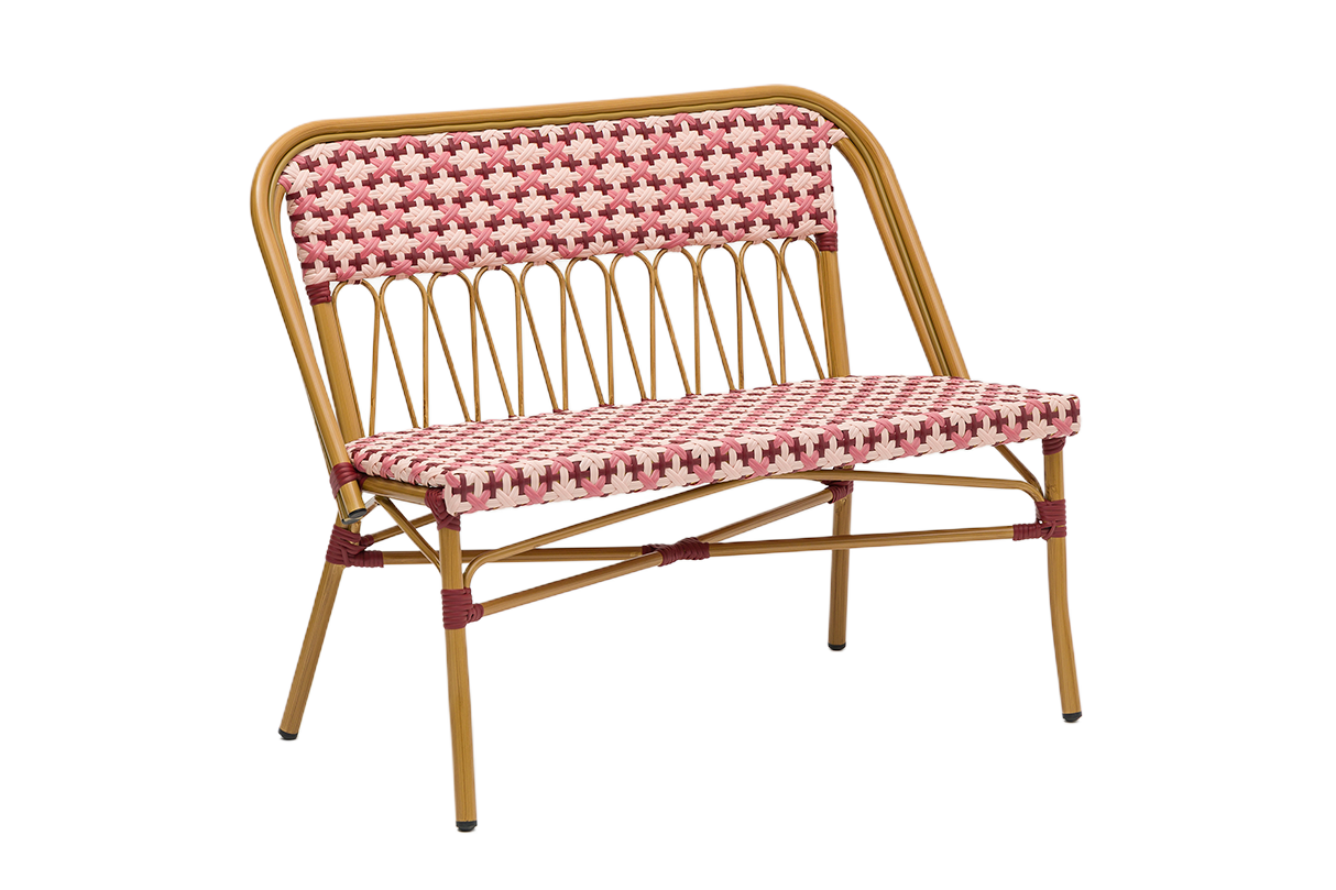 Soline café bench in french weave 107 cm