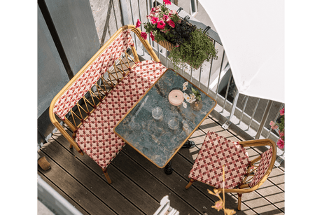 Soline café bench in french weave 107 cm