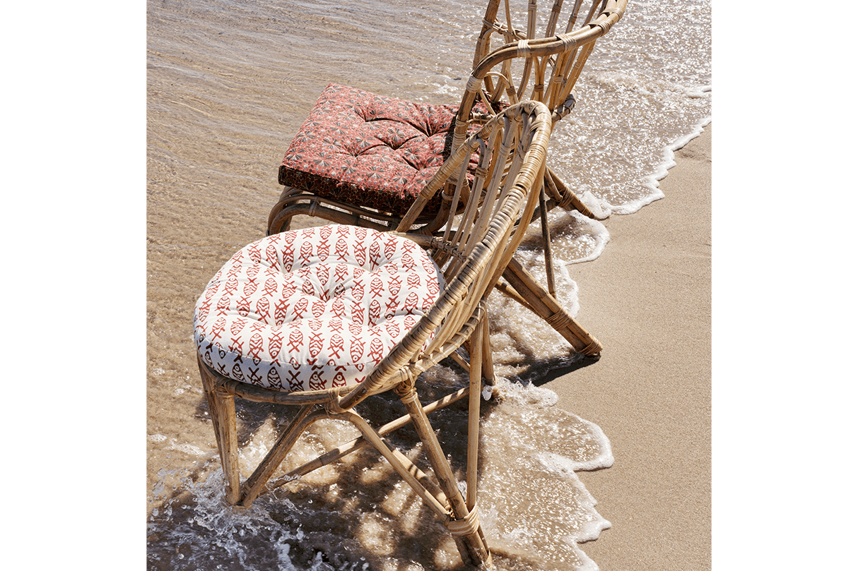 Round seat cushion with print Ø45 cm