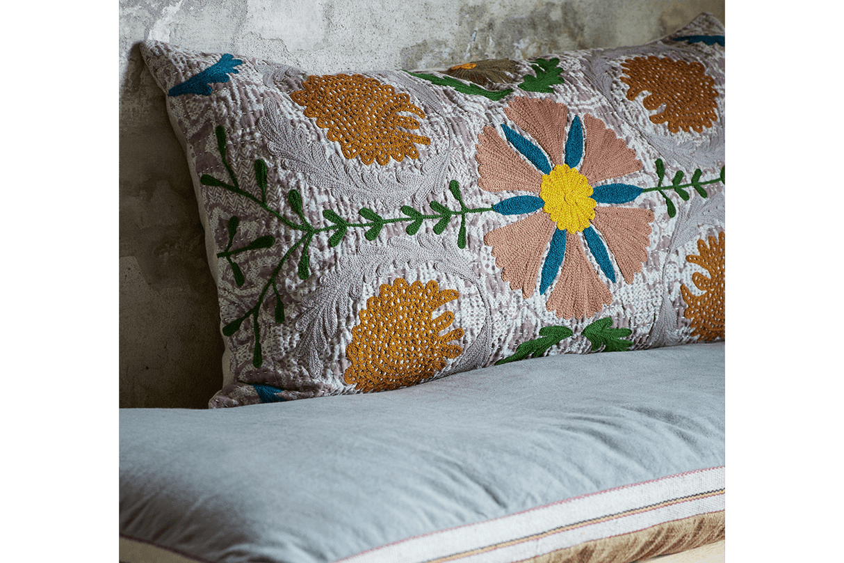 Suzani embroidered pillowcase 90 x 50 cm