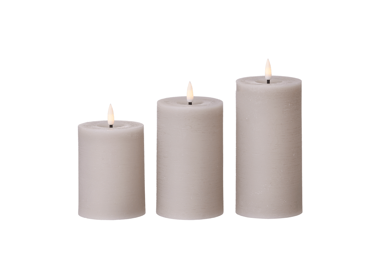 LED rustic block candles Ø7 cm