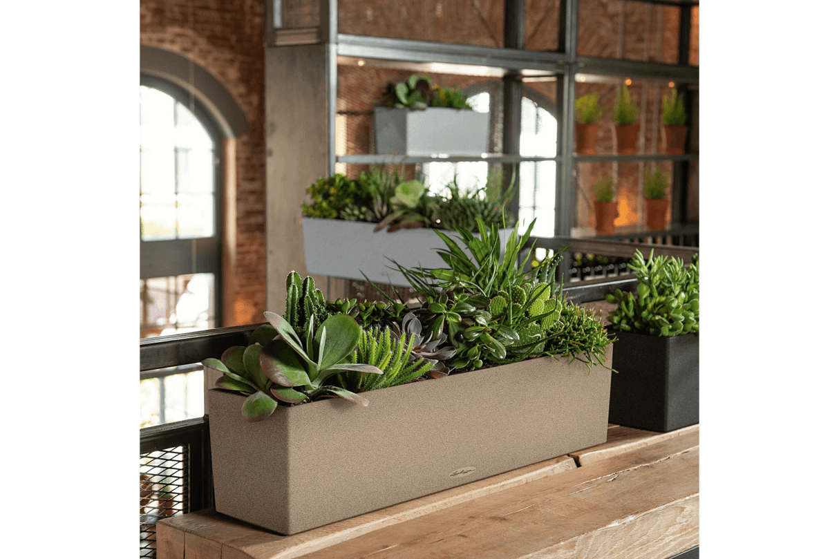 Stone balcony flower box with self watering system 80 cm