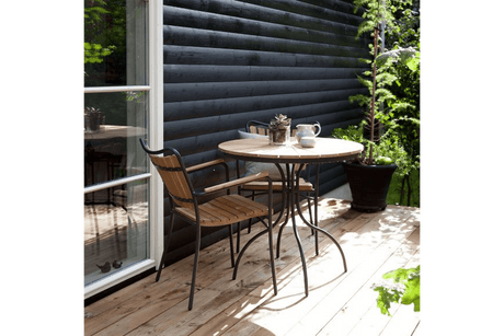 Cafe table in teak with aluminum frame Ø80 cm