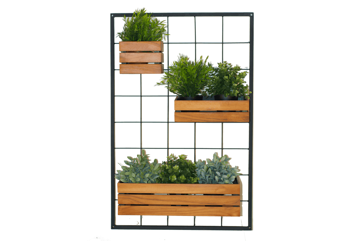 Mille teak plant box for wall grid 50 x 21 cm